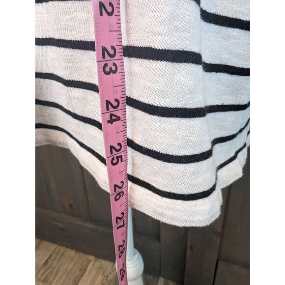 Chico's Blouse Women's Large Size 2 Black and White Cotton Blend Roll Sleeve - Picture 7 of 11